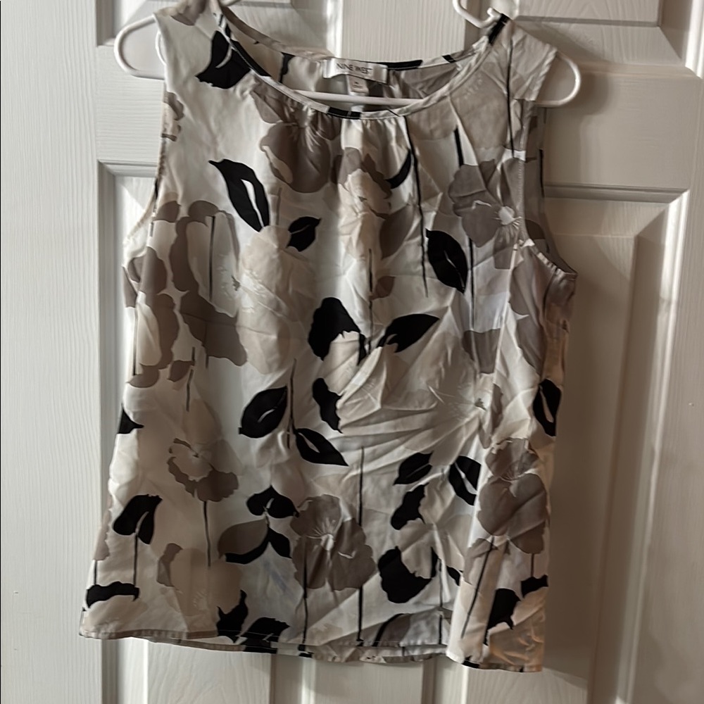 Floral Sleeveless Top - Black and White